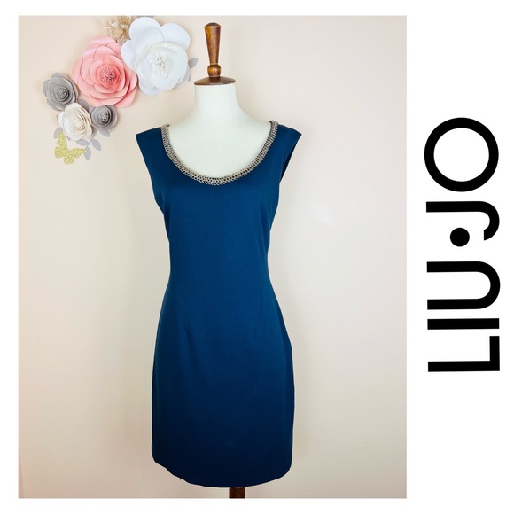 New! LIU JO Chain Link Necklace Sleeveless Sheath Dress - Picture 1 of 10